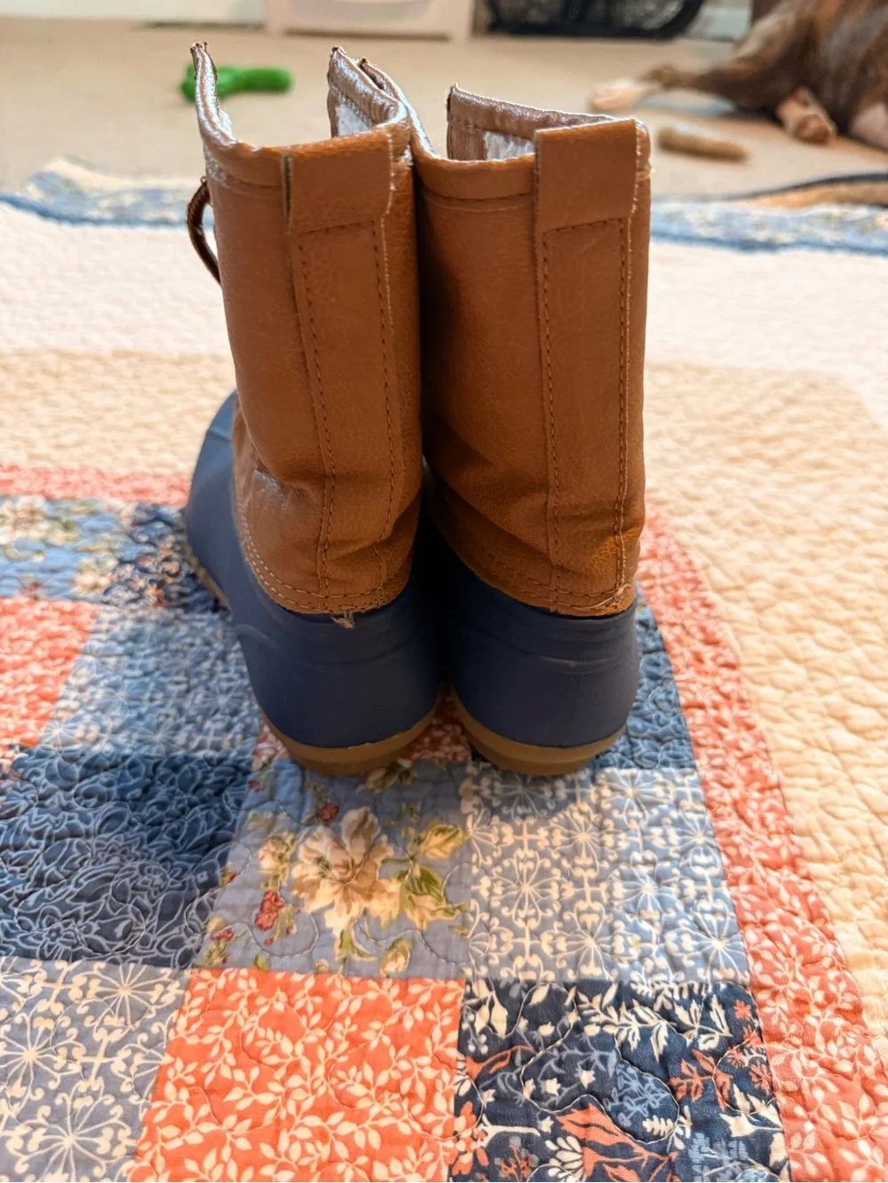Kids Brown and Blue Waterproof Winter Boots